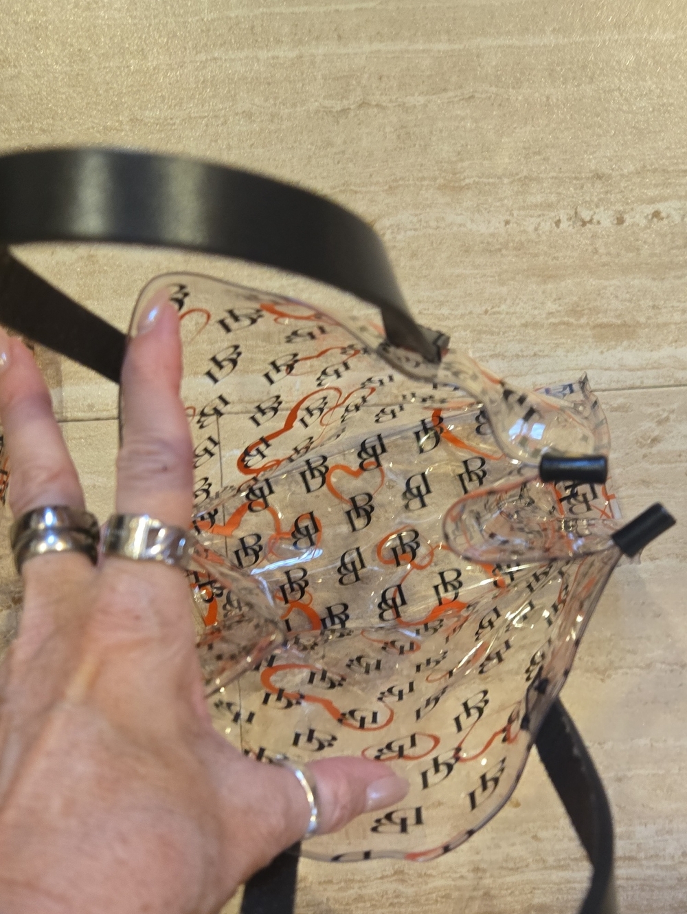 Dooney & Bourke Clear Vinyl Signature/Heart Mini Tote with Zipper Pouch - Picture 9 of 12